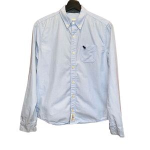 Abercrombie KIDS Button Down Shirt‎ Boys 15/16 Blue Long Sleeve Chest Pocket
